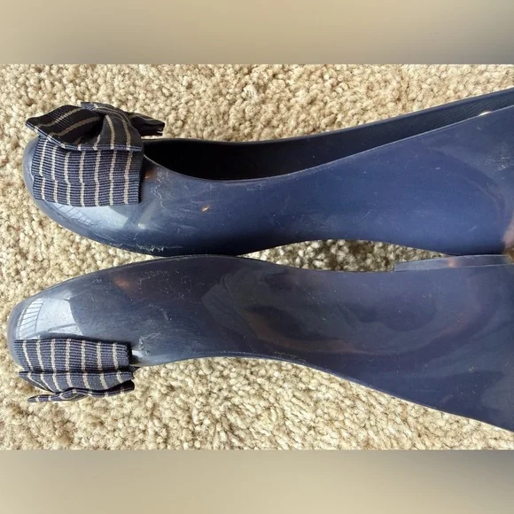 Melissa Navy Bow Accent Flats - Picture 2 of 4